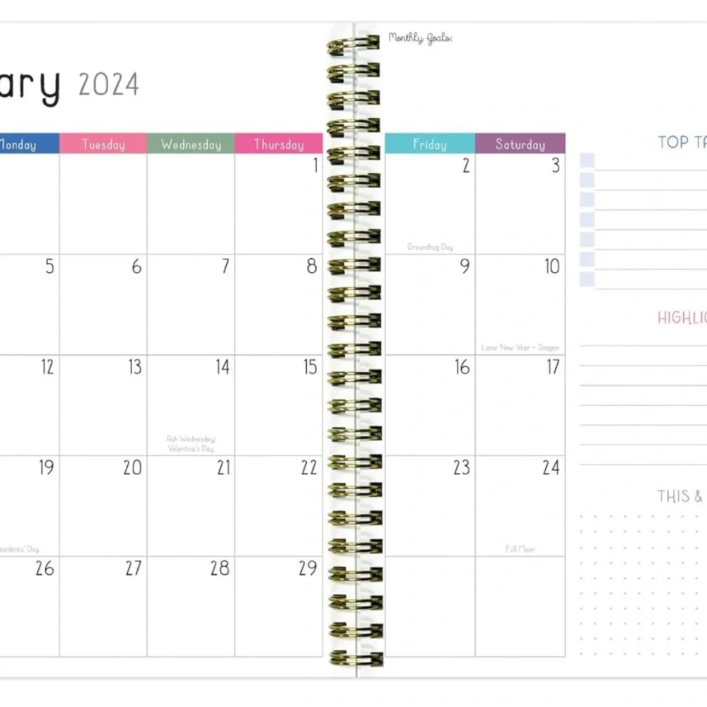 PLANNER JULY2023-JUN 2024 Tropical Foliage Medium Weekly Monthly Planner.